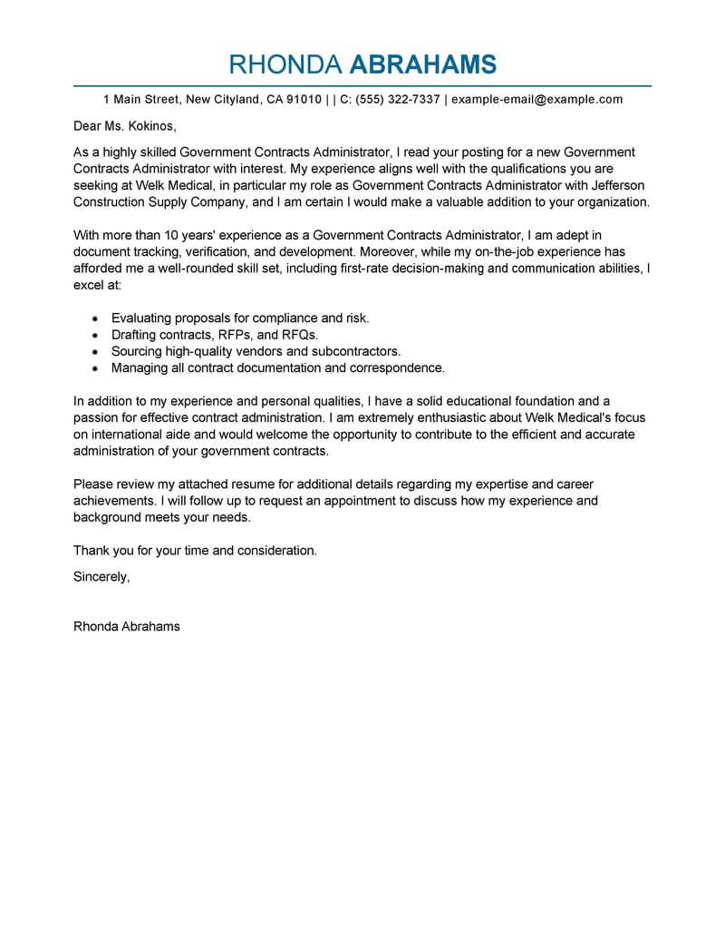 Outstanding Military Cover Letter Examples  LiveCareer