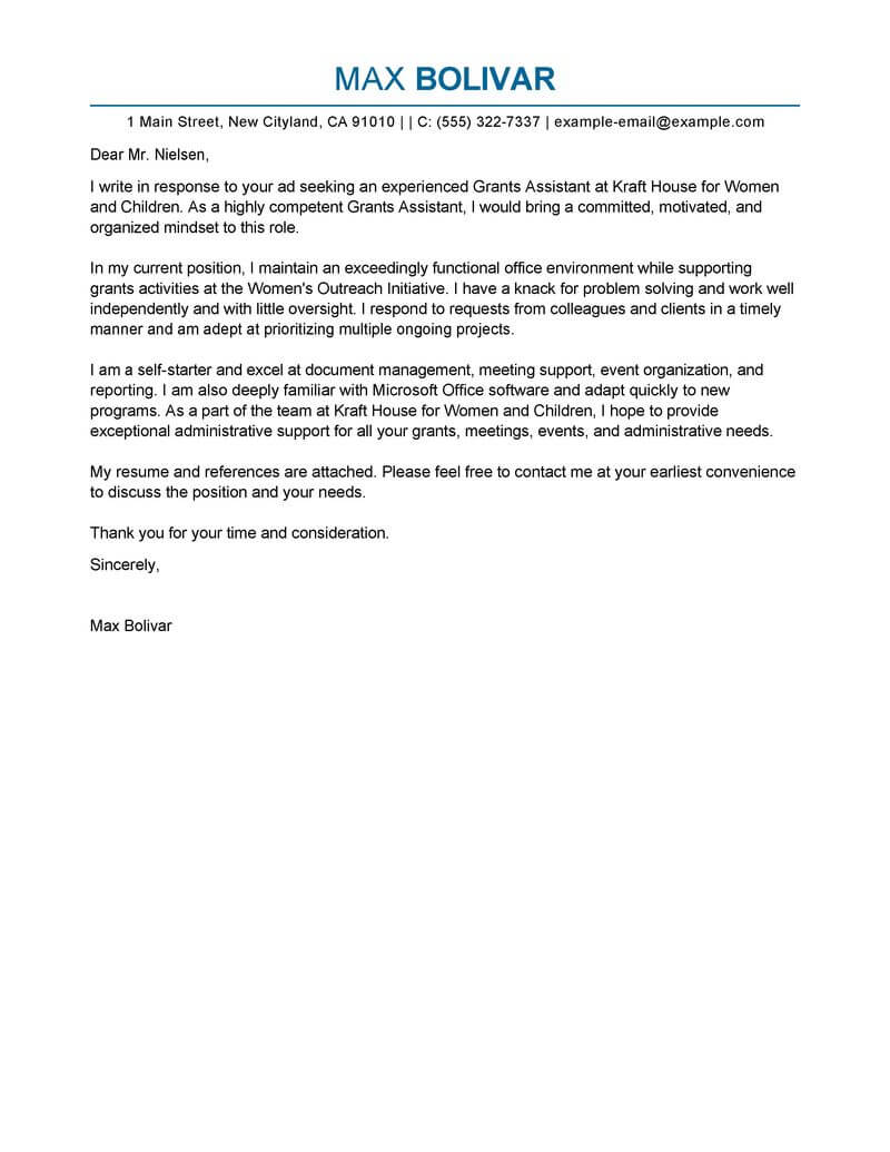 Letter Of Support For Grant from www.livecareer.com