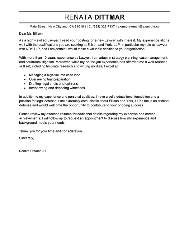 Associate Attorney Cover Letter Sample from www.livecareer.com