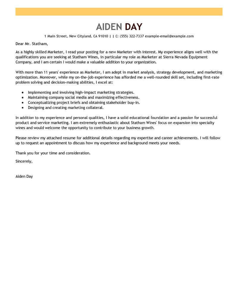 Marketing Cover Letter Template from www.livecareer.com