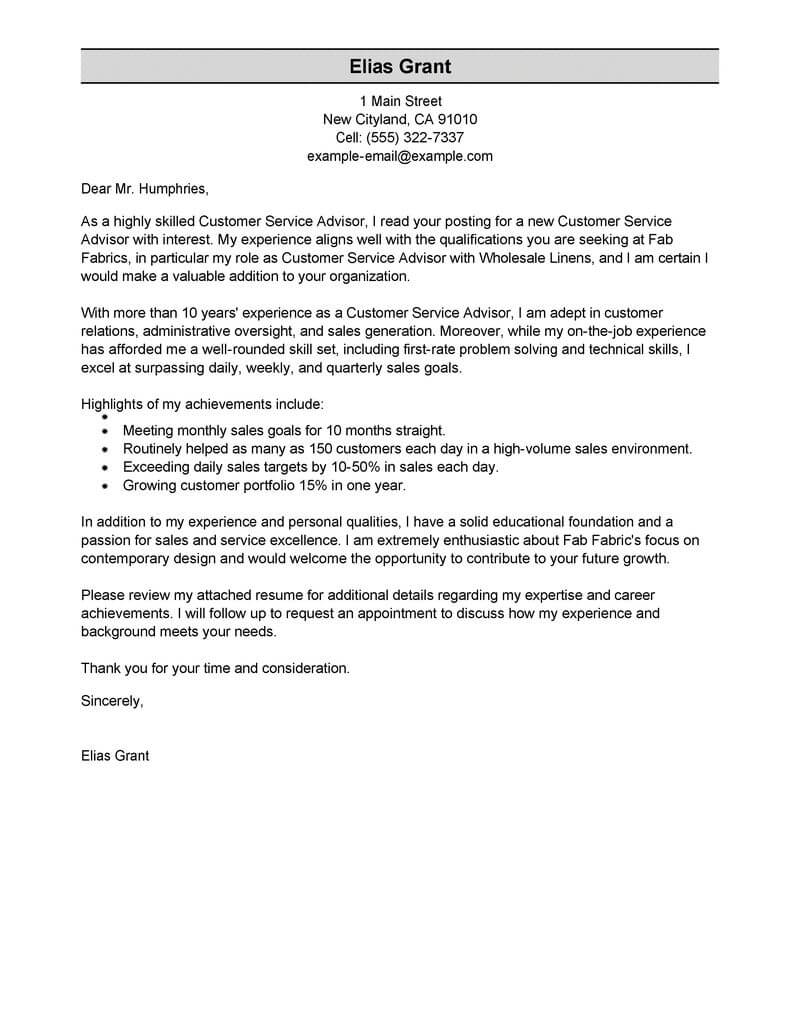 Cover Letter For Customer Service from www.livecareer.com