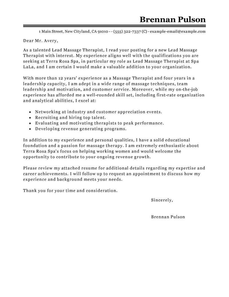 best cover letter examples therapist