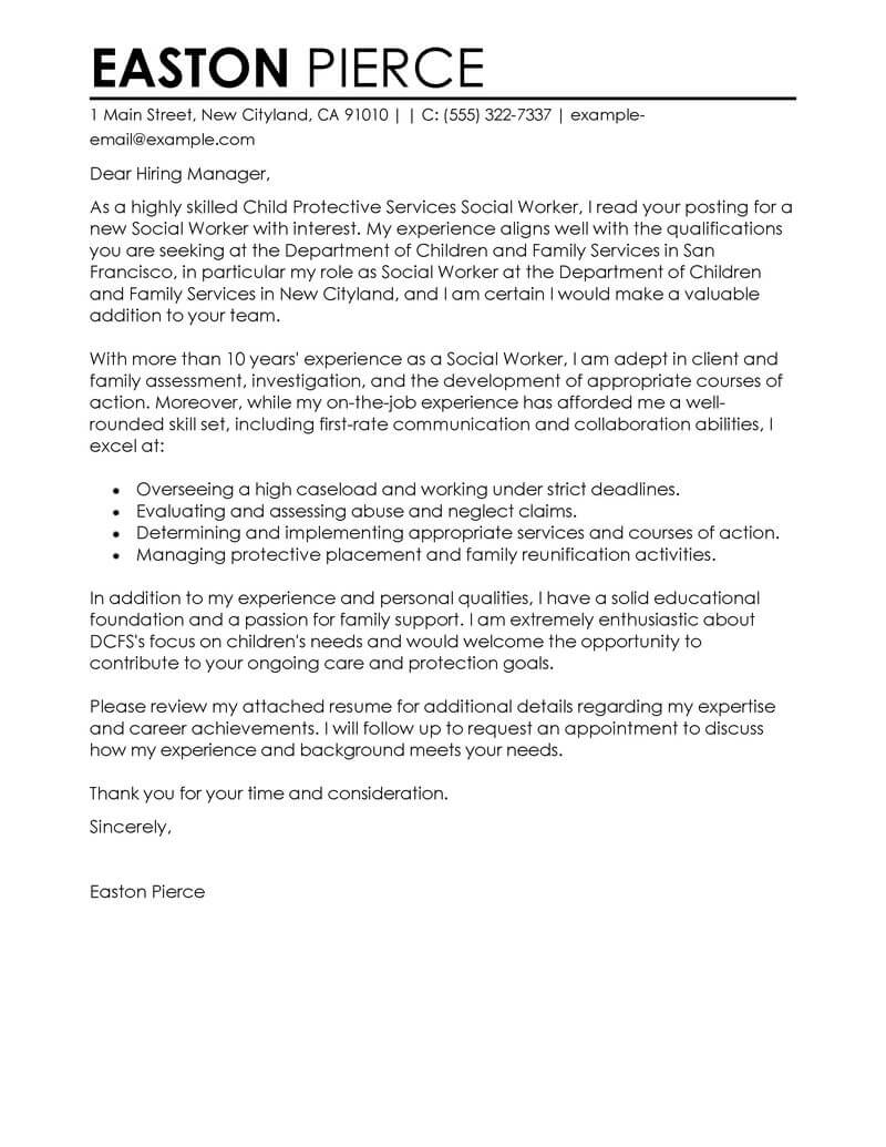 Social Work Cover Letter For Resume from www.livecareer.com