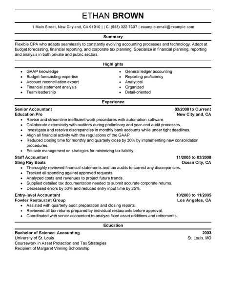 how to write profile summary in resume for accountant