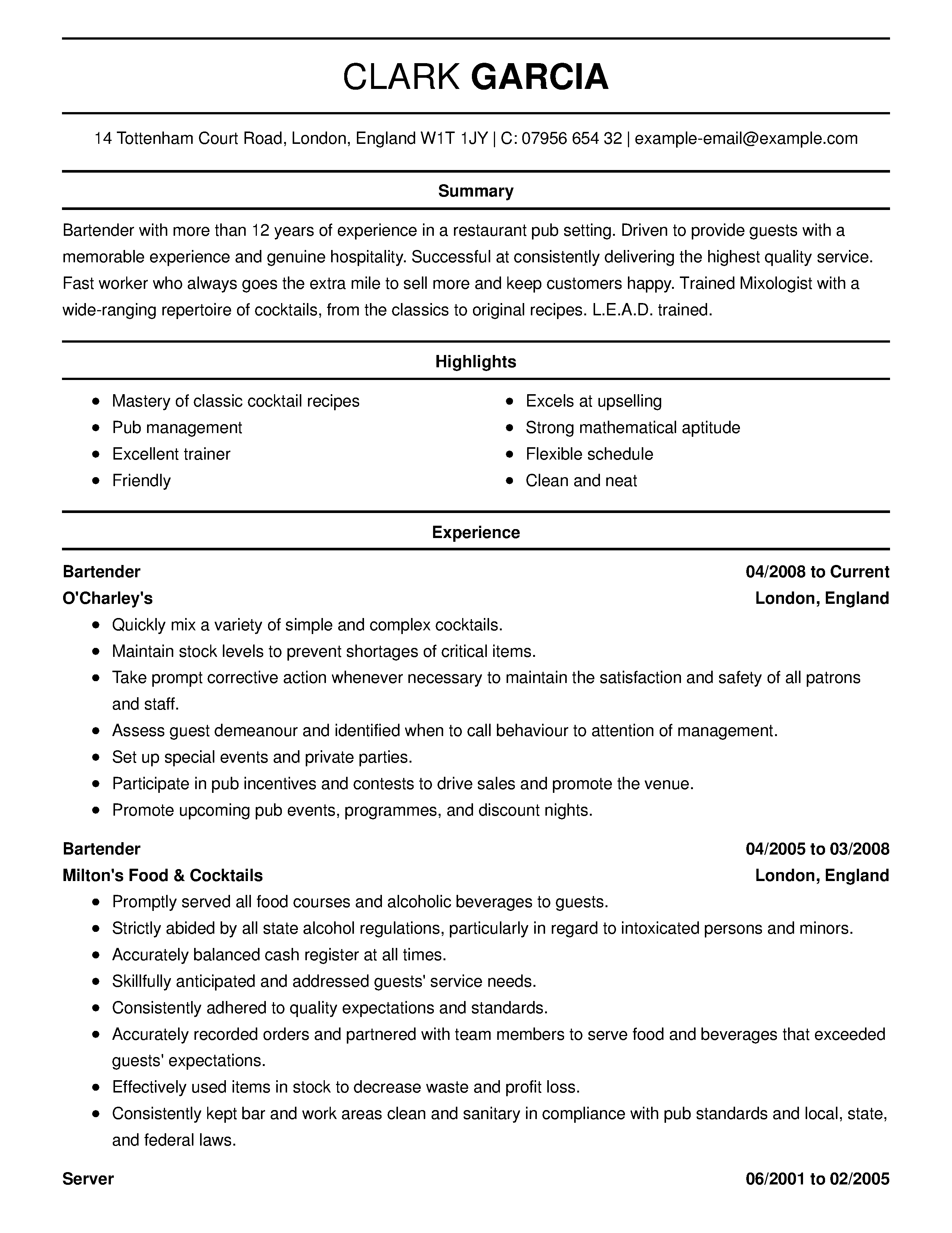 Professional Culinary Resume Templates  LiveCareer