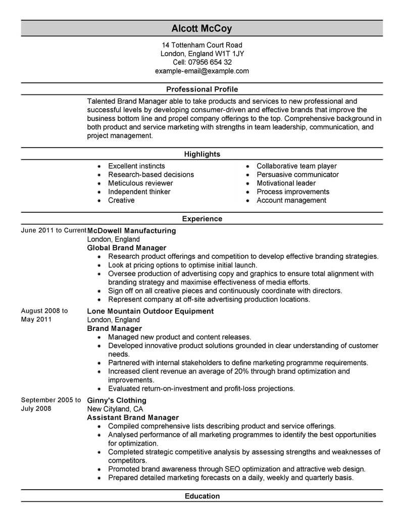 brand statement for resume examples