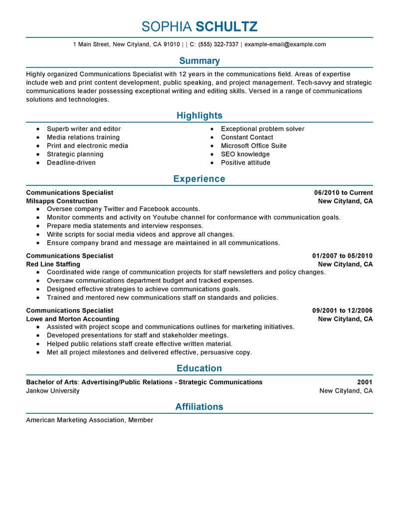 communication skills examples for students resume