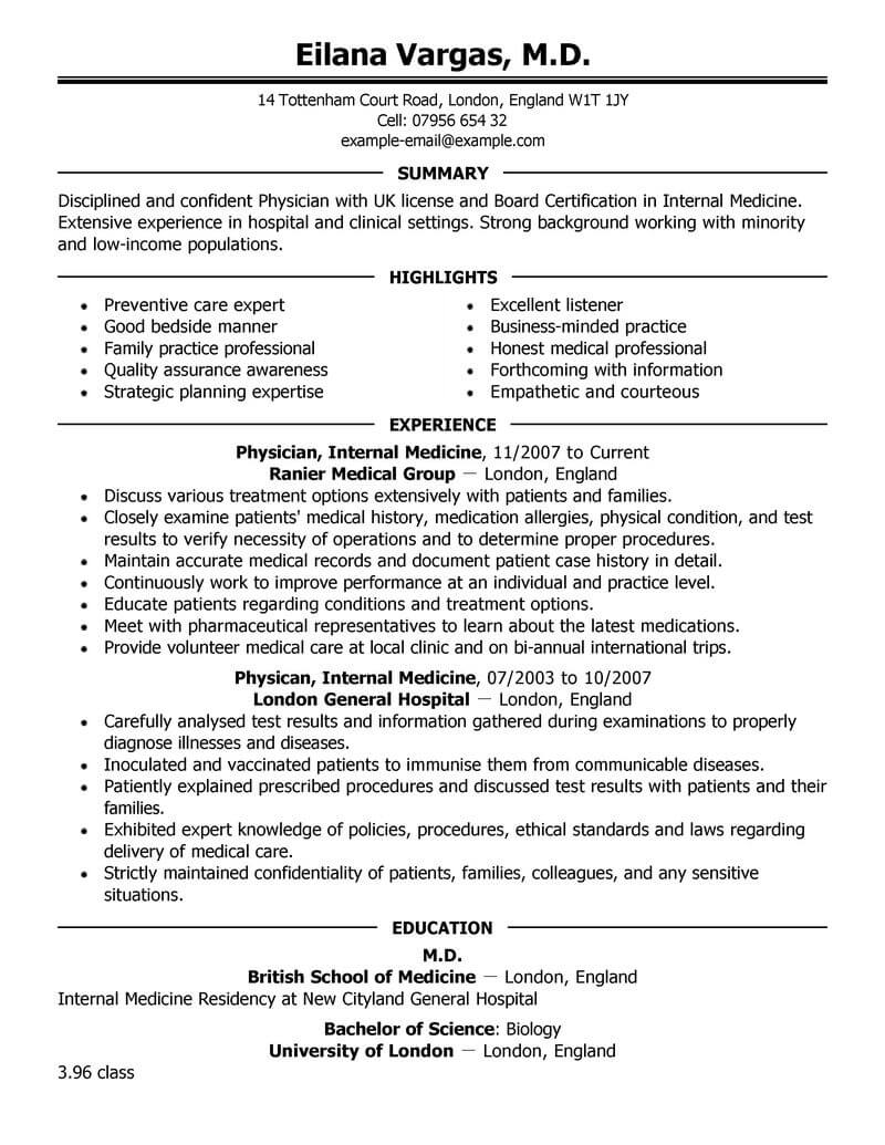 Best Doctor Resume Example | LiveCareer