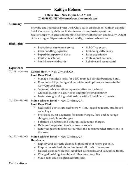 12 Amazing Hotel Hospitality Resume Examples Livecareer