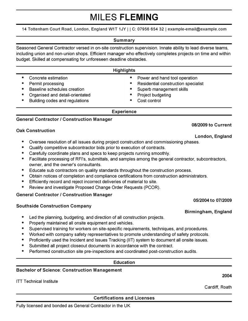 Resume Contractor