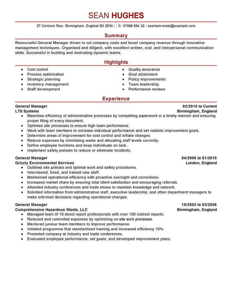 Best General Manager Resume Example  LiveCareer