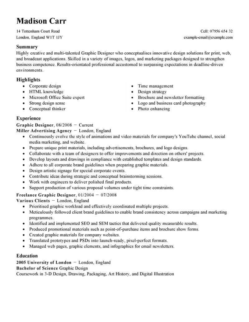 Best Graphic Designer Resume Example | LiveCareer