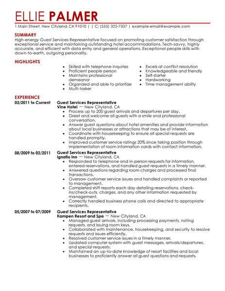 resume format for hotel job download