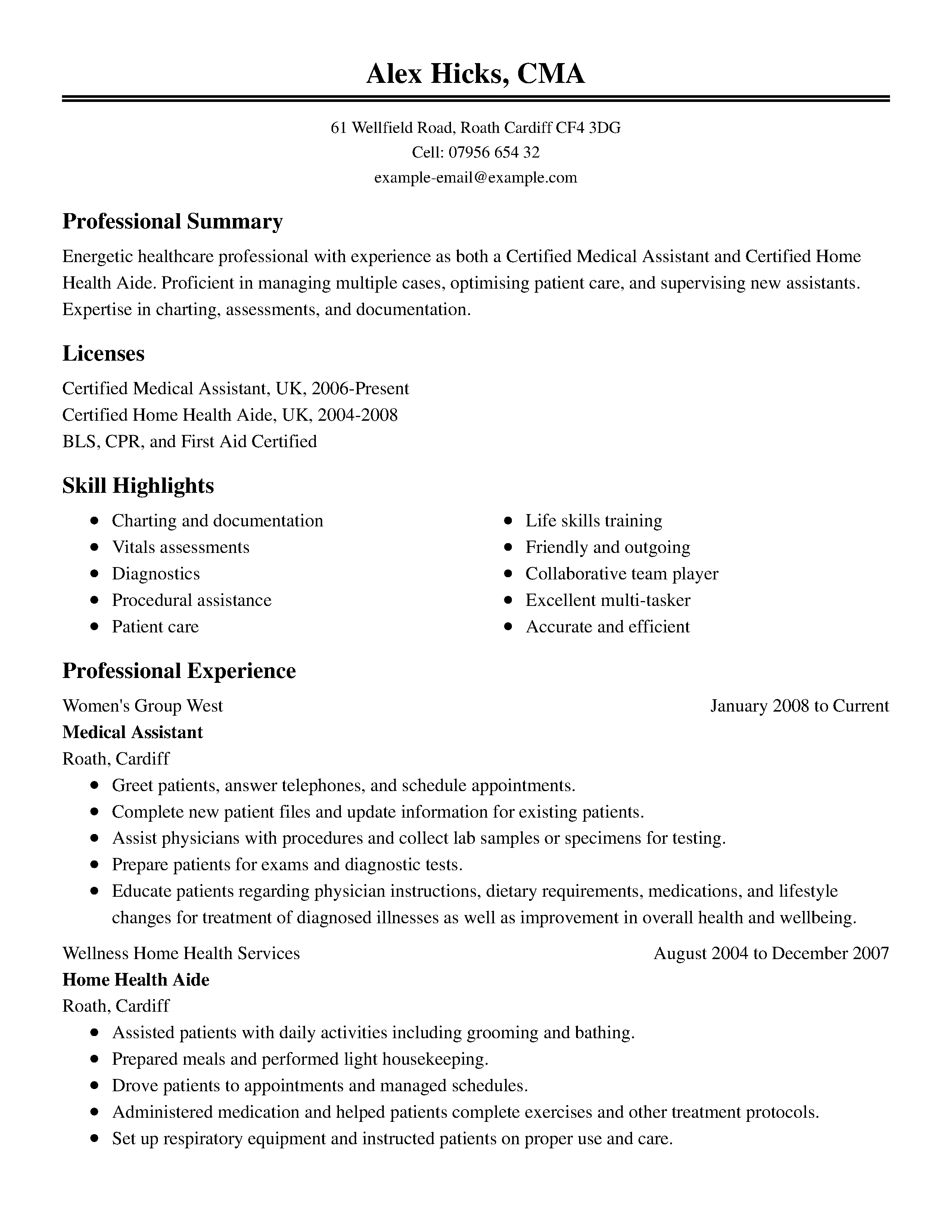 Medical Resume Template Free from www.livecareer.com