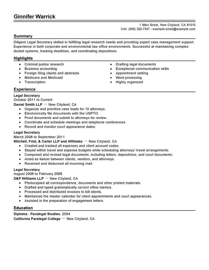 Legal Curriculum Vitae Template from www.livecareer.com