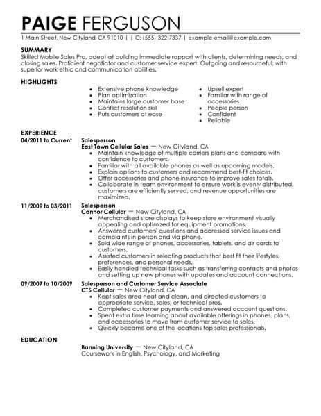 Examples Of Resumes For Retail