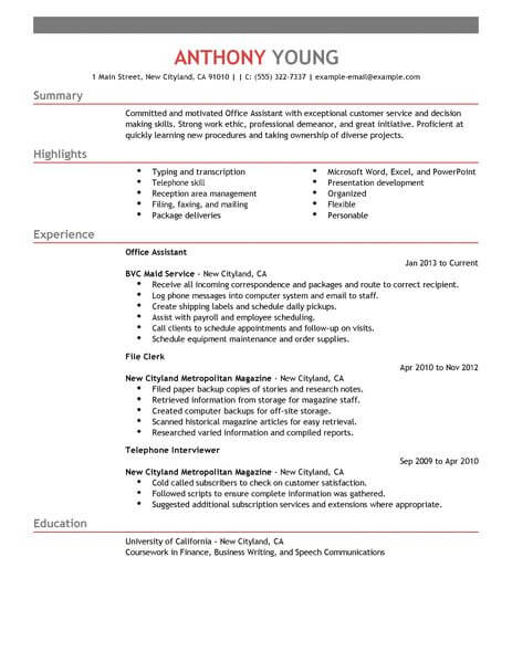 Best Office Assistant Resume Example | LiveCareer