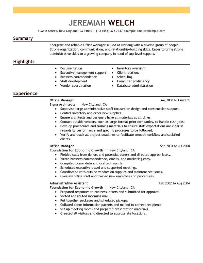 Best Office Manager Resume Example Livecareer