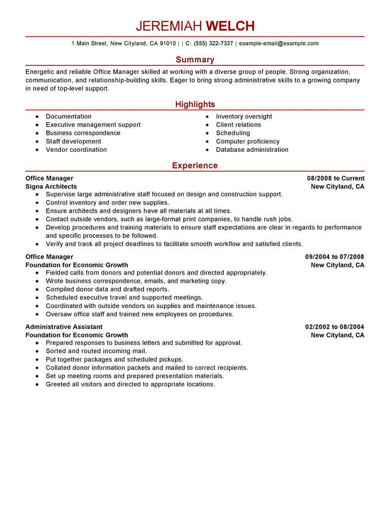 Office Resume Template from www.livecareer.com