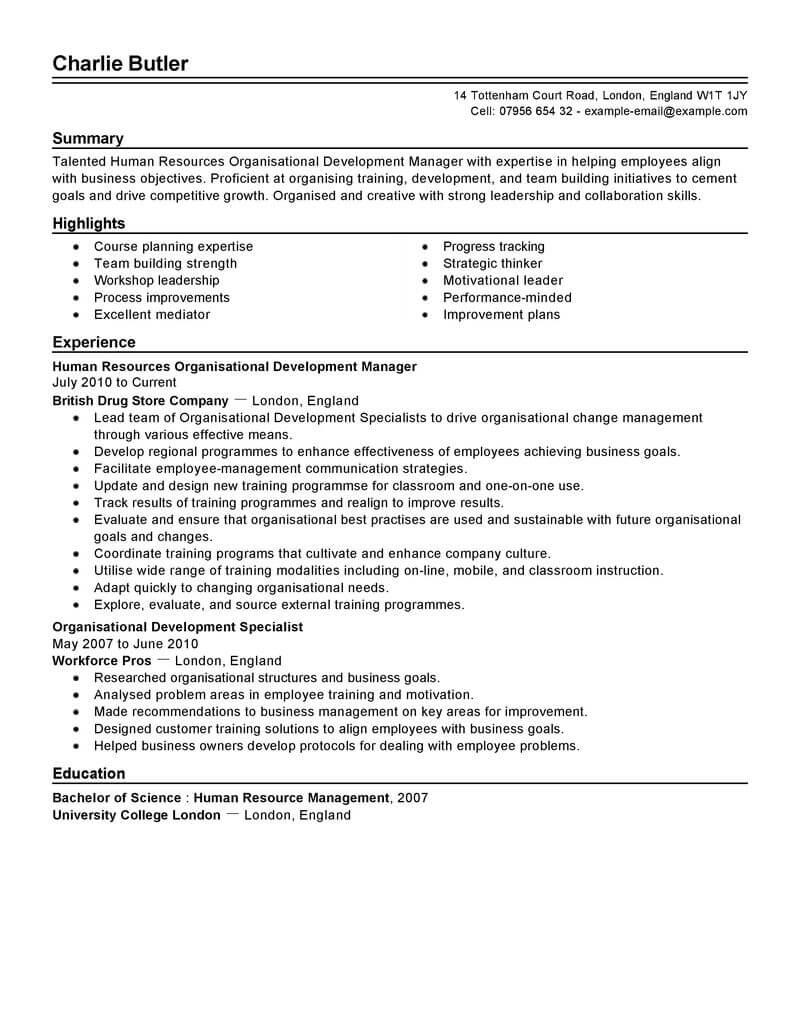 Best Organizational Development Resume Example Livecareer