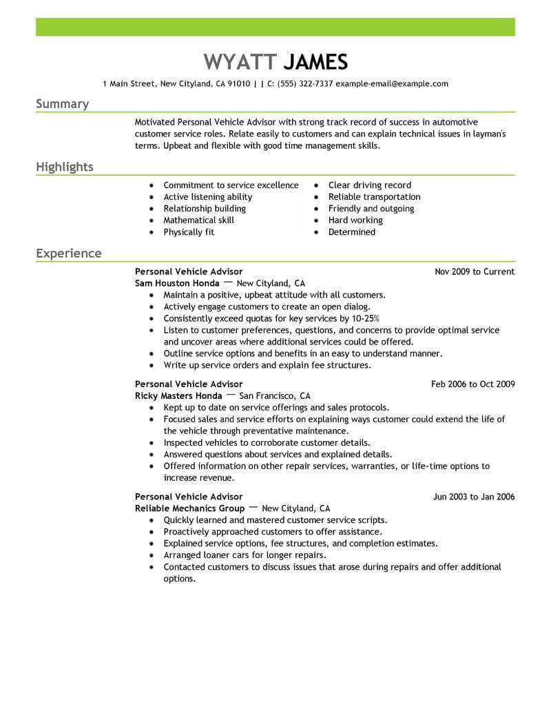 professional resume writers automotive