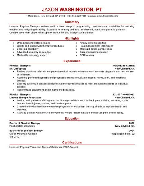 Clinical Therapist Resume Sample