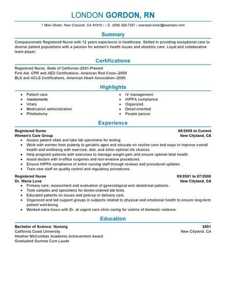 Curriculum Vitae Good Nursing Cv Examples