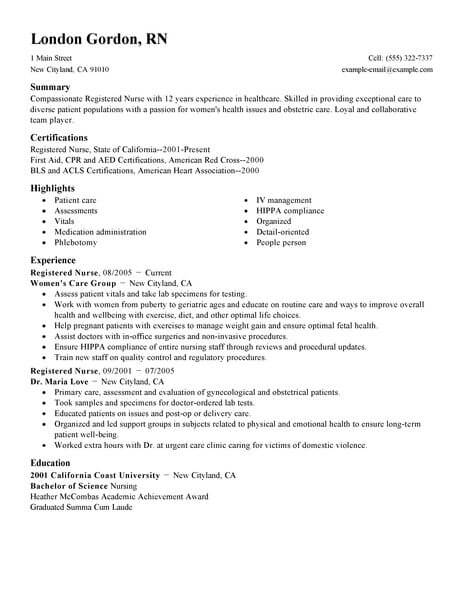 Best Registered Nurse Resume Example | LiveCareer