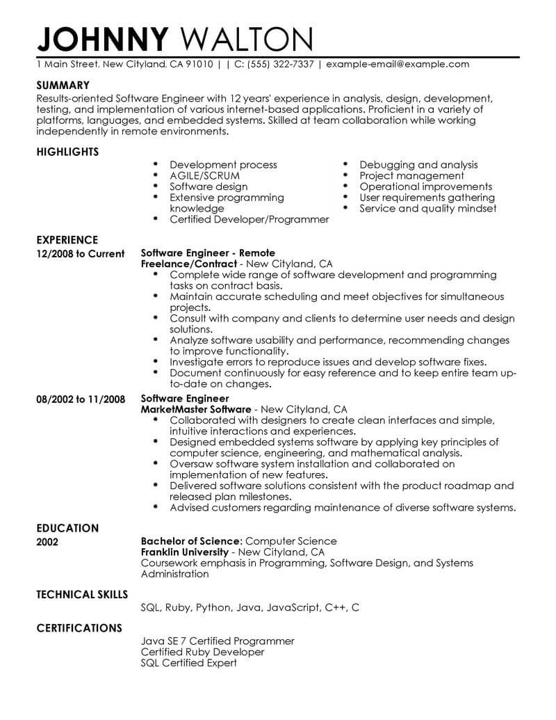 Engineering resume examples 2021