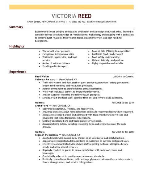 summary for resume server