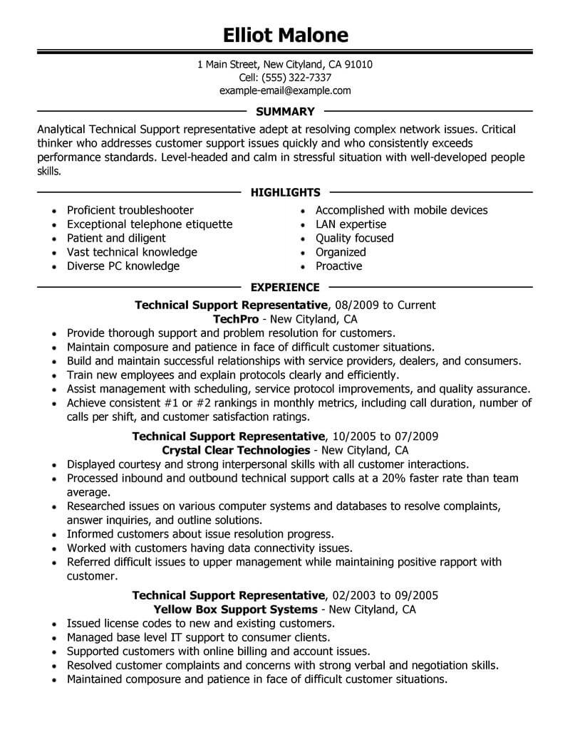 Best Technical Support Resume Example | LiveCareer