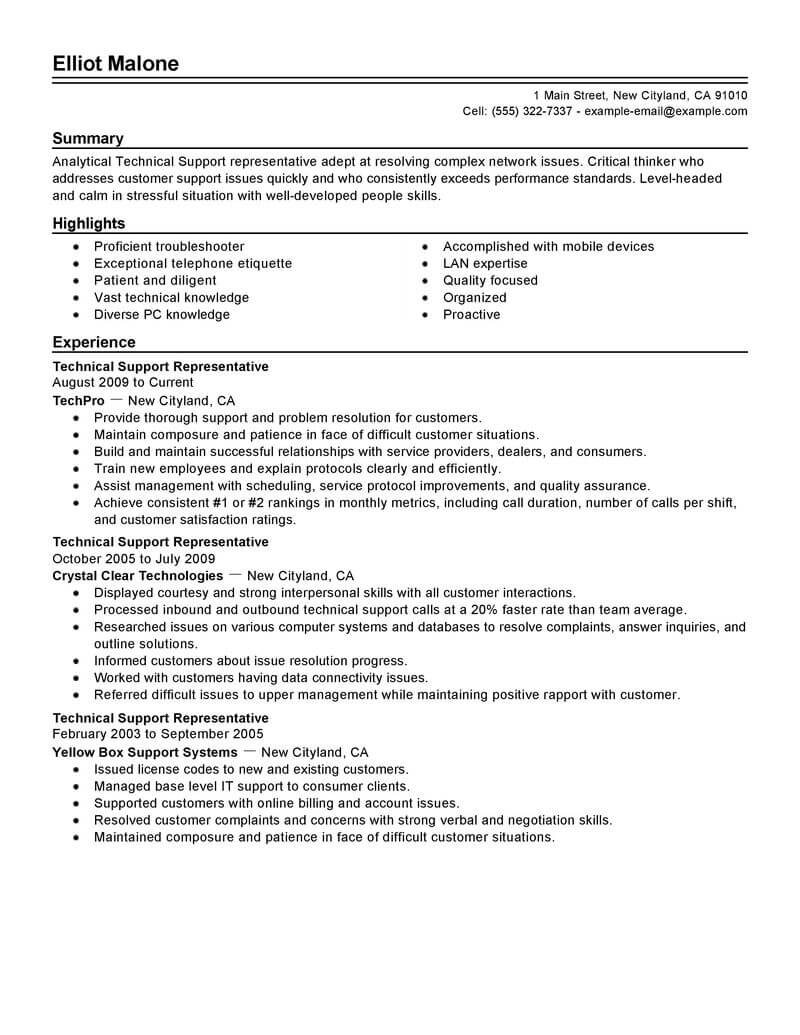 Best Technical Support Resume Example Livecareer