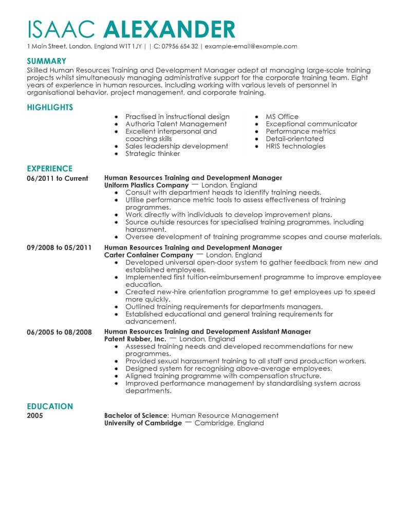 human resources resume summary