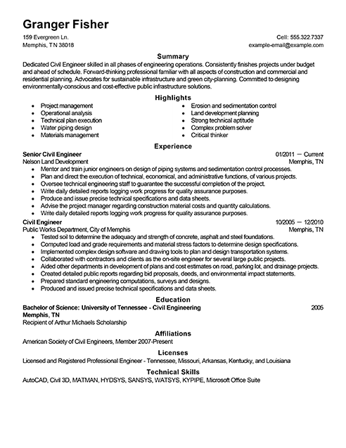 Best Civil Engineer Resume Example | LiveCareer