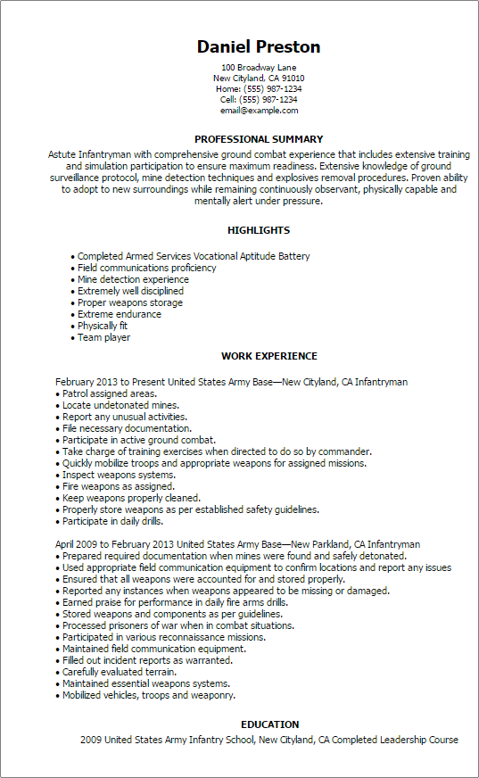 building a military resume