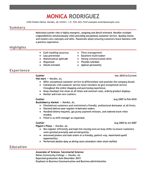 Best Sales Cashier Resume Example | LiveCareer