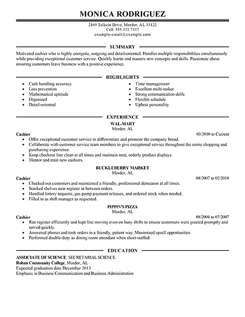 Best Sales Cashier Resume Example | LiveCareer