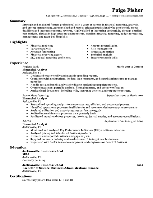 Best Financial Analyst Resume Example | LiveCareer