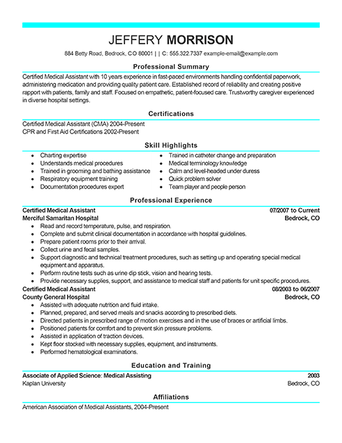 Best Medical Assistant Resume Example | LiveCareer