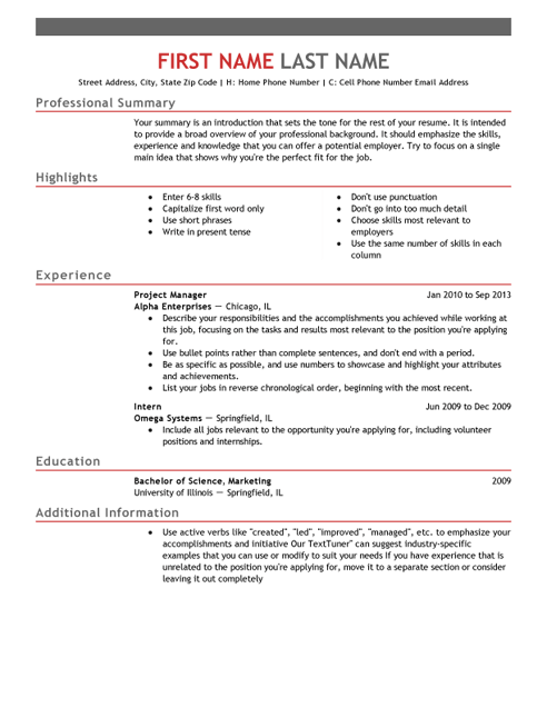 Emphasis Cv Template And Writing Guidelines Livecareer